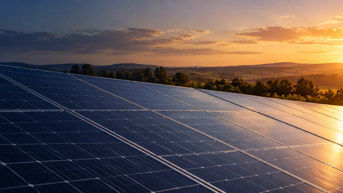 PV-Anlage im Abendlicht